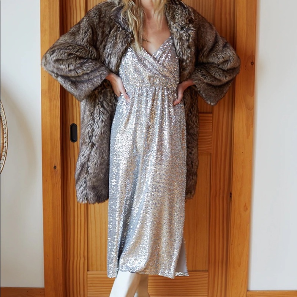 Emerson Fry Sparkler Gray Sequin Dress Size Small